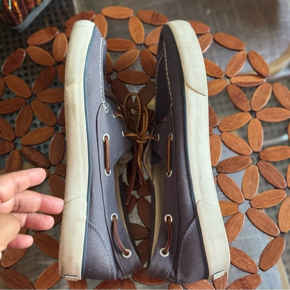Polo Ralph Lauren Blue Men's Canvas Sander Leather Laced Boat Shoes Size 11D
